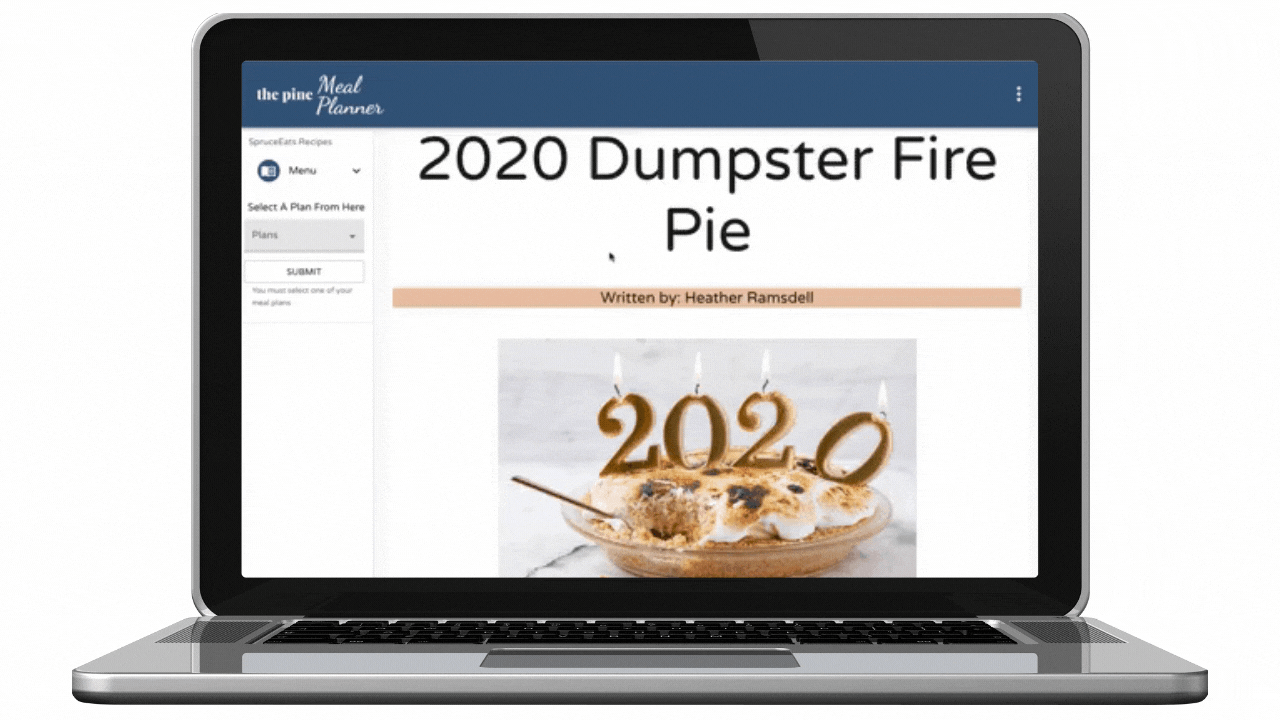meal planning interface on laptop